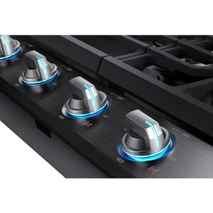 Samsung 36 in. 5-Burner Smart Natural Gas Cooktop with Griddle, Simmer Burner & Power Burner - Black Stainless, Black Stainless, hires