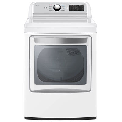 LG 27 in. 7.3 cu. ft. Smart Gas Dryer with Easy-Load Door, Rear Control & Sensor Dry - White | DLG7401WE