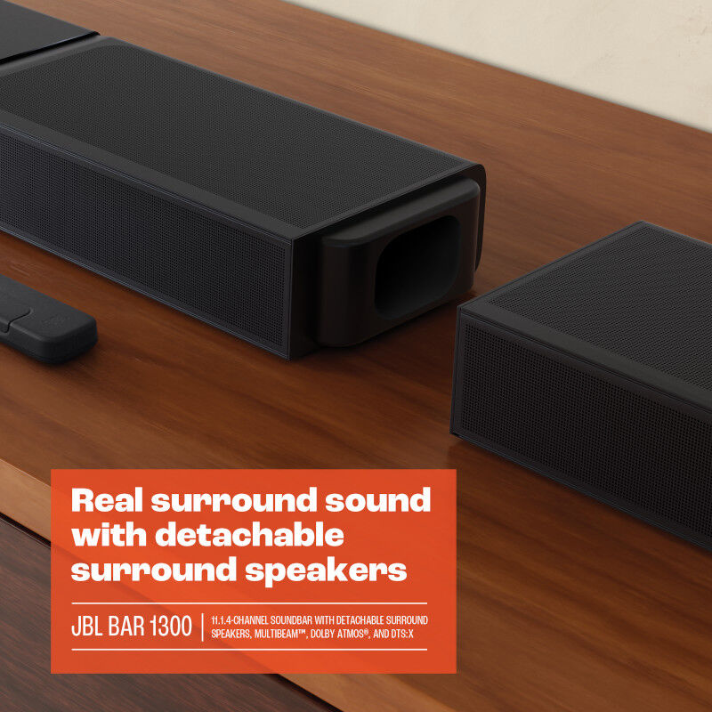 JBL - BAR 1000 11.1.4ch Dolby Atmos Soundbar with Wireless Subwoofer and  Detachable Rear Speakers - Black | P.C. Richard & Son
