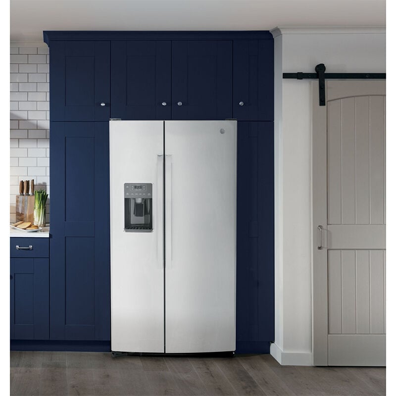 GE 36 in. 25.3 cu. ft. Side by Side Refrigerator with Ice & Water Dispenser - Fingerprint Resistant Stainless, Fingerprint Resistant Stainless, hires