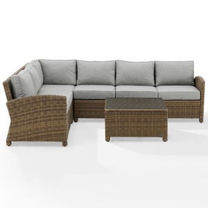 Crosley Bradenton 5 Piece Wicker Outdoor Sectional - Gray, , hires