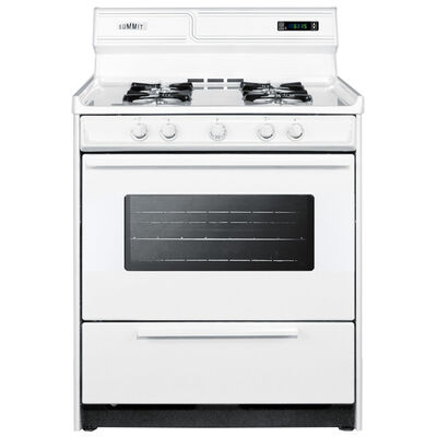 Summit 30 in. 3.7 cu. ft. Oven Freestanding Natural Gas Range with 4 Open Burners - White | WNM2307KW