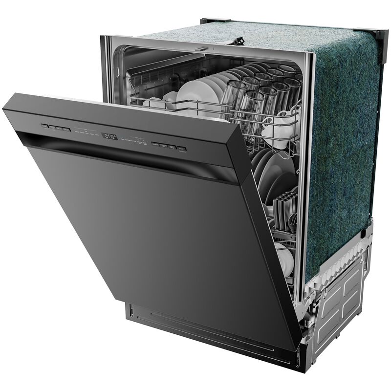 Midea 24 in. Front Control Flush-Mount Dishwasher with 52 dBA Sound level, Auto Open Door & Pocket Handle - Black, , hires