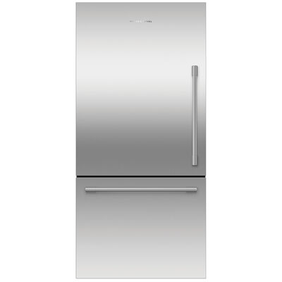 Fisher & Paykel Series 7 32 in. 17.1 cu. ft. Left-Hinged Counter Depth Bottom Freezer Refrigerator - Stainless Steel | RF170WLHJX1