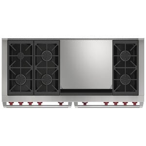 Wolf 60 in. 9.6 cu. ft. Smart Dual Convection Double Oven Dual Fuel Range with 6 Sealed Burners & Griddle - Stainless Steel, , hires