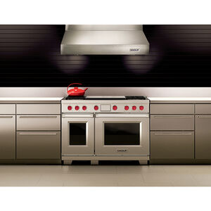 Wolf 48 in. 7.8 cu. ft. Smart Dual Convection Double Oven Dual Fuel Range with 4 Sealed Burners & Griddle - Stainless Steel, , hires