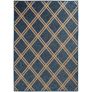 Natco Santorini Collection Outdoor Area Rug Minot 6'7"x9'6" - Cobalt/Natural, , hires