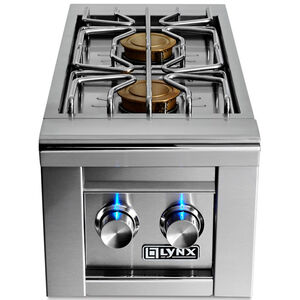 Lynx Professional Series Natural Gas Double Side Brass Burners with Blue Illuminated Control Knobs- Stainless Steel, , hires