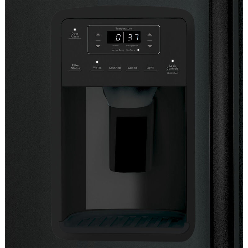 GE 36 in. 25.3 cu. ft. Energy Star Side-by-Side Refrigerator with External Ice & Water Dispenser - Black, Black, hires