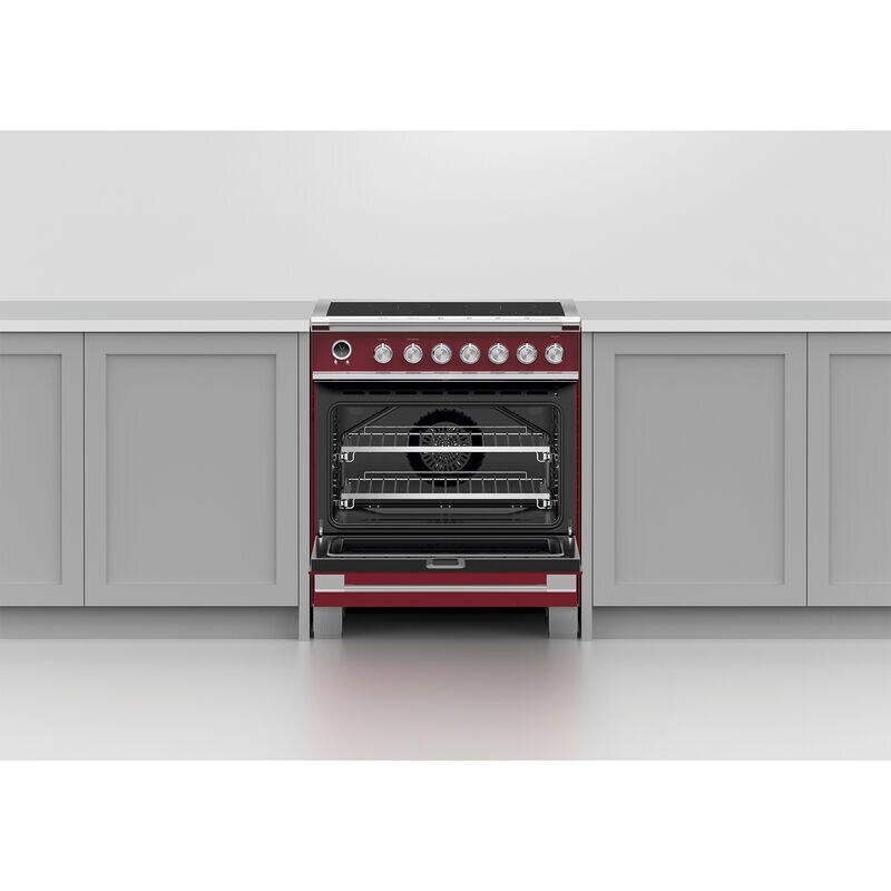 Fisher & Paykel Series 9 Classic 30 in. 3.5 cu. ft. True European Convection Electric Range with 4 Induction Burners - Red, , hires