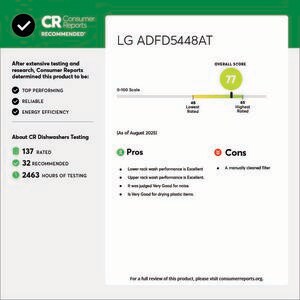 LG 24 in. Front Control Smart Dishwasher with 48 dBa Sound Level & Pocket - Stainless Steel, , hires