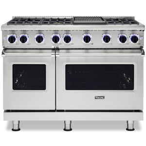 Viking 7 Series 48 in. 6.1 cu. ft. Convection Double Oven Freestanding LP Gas Range with 6 Sealed Burners & Griddle - Stainless Steel, , hires
