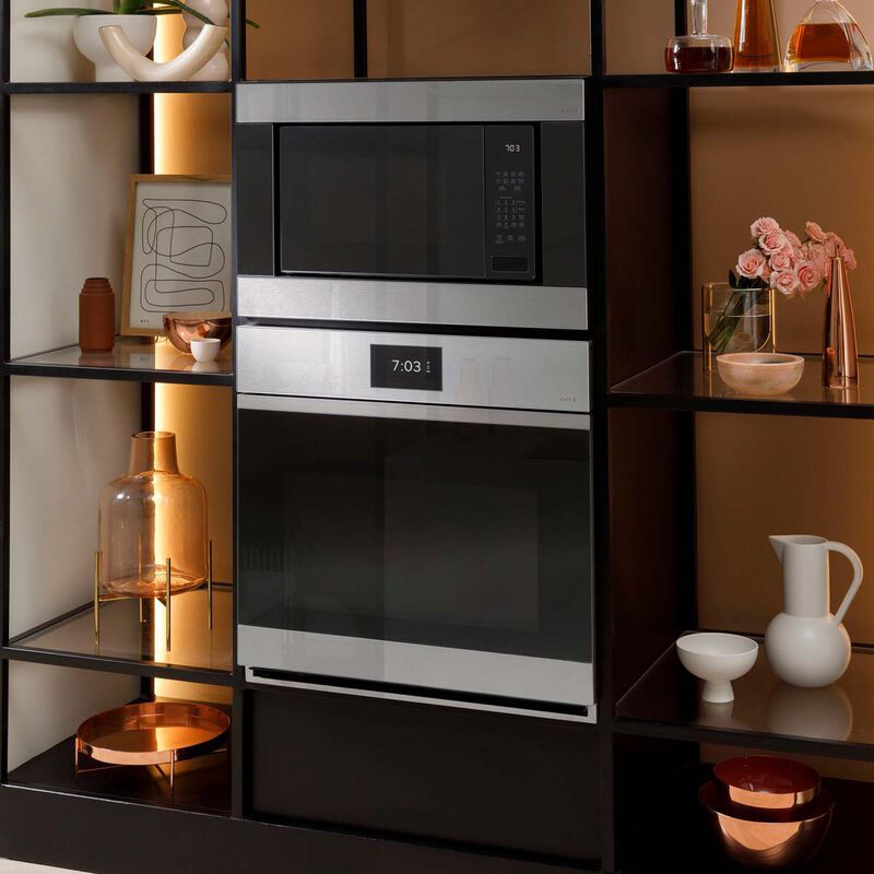 Cafe Minimal Series 30 in. 5 cu. ft. Smart Electric Single Wall Oven with True European Convection - Platinum Glass, Platinum Glass, hires