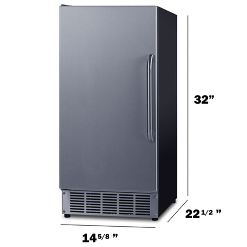 Summit 15 in. Built-In Undercounter Commercial-Use Ice Maker with 25 lb. Ice Storage, Auto-Defrost & Digital Control - Stainless Steel, , hires