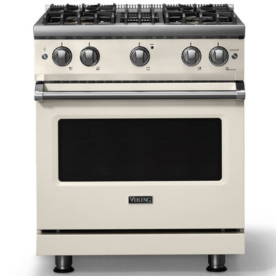 Viking 5 Series 30 in. 4.0 cu. ft. Standard Convection Gas Range with 4 Sealed Burners - Pure White - Liquid Propane Gas, Polished Chrome Trim Option | VGR53044BPWL