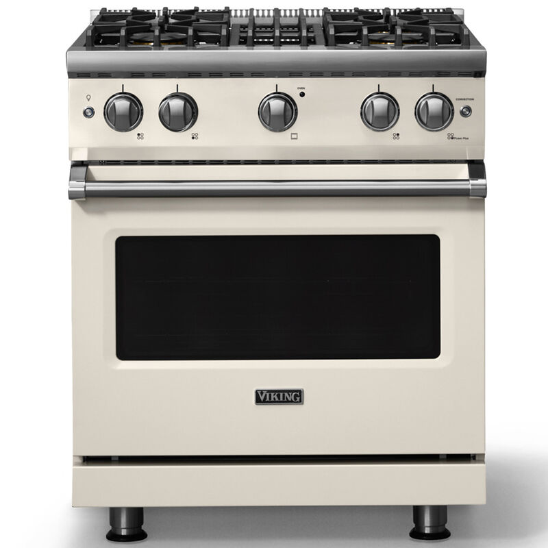Viking 5 Series 30 in. 4.0 cu. ft. Standard Convection Gas Range with 4 Sealed Burners - Pure White - Liquid Propane Gas, Polished Chrome Trim Option, , hires