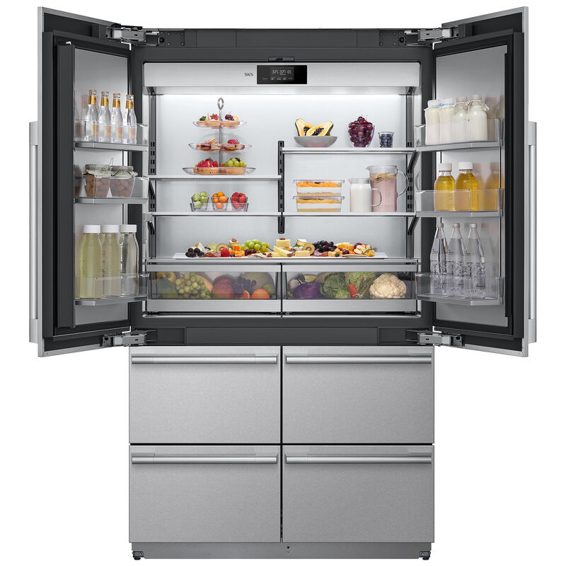 SKS 48 in. 26.0 cu. ft. Built-In Smart Counter Depth 6-Door French Door Refrigerator with Internal Water Dispenser - Stainless Steel, , hires