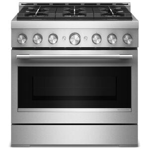 KitchenAid 36 in. 5.1 cu. ft. Air-Fry True European Convection Gas Range with 6 Sealed Burners - Stainless Steel, , hires
