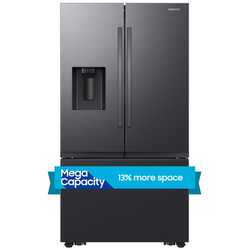 Samsung 36 in. 30.5 cu. ft. Smart French Door Refrigerator with External Ice & Water Dispenser - Matte Black Steel, Matte Black Steel, hires