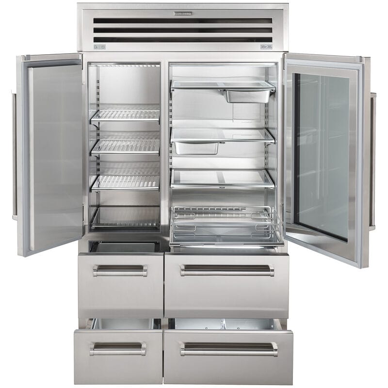 Sub-Zero Pro 48 in. 30.4 cu. ft. Built-In Smart Counter Depth 6-Door Side-by-Side Refrigerator with Glass Door & Ice Maker - Stainless Steel, , hires