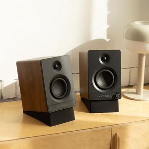 Victrola Tempo Bluetooth Bookshelf Speakers - Walnut, , hires
