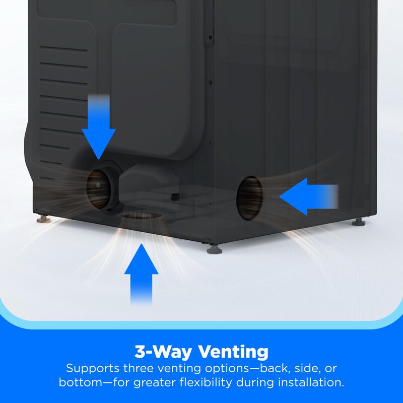 Midea 27 in. 7.0 cu. ft. Smart Gas Dryer with Sensor Dry & Sanitize Cycle - Metallic Gray, Metallic Gray, hires