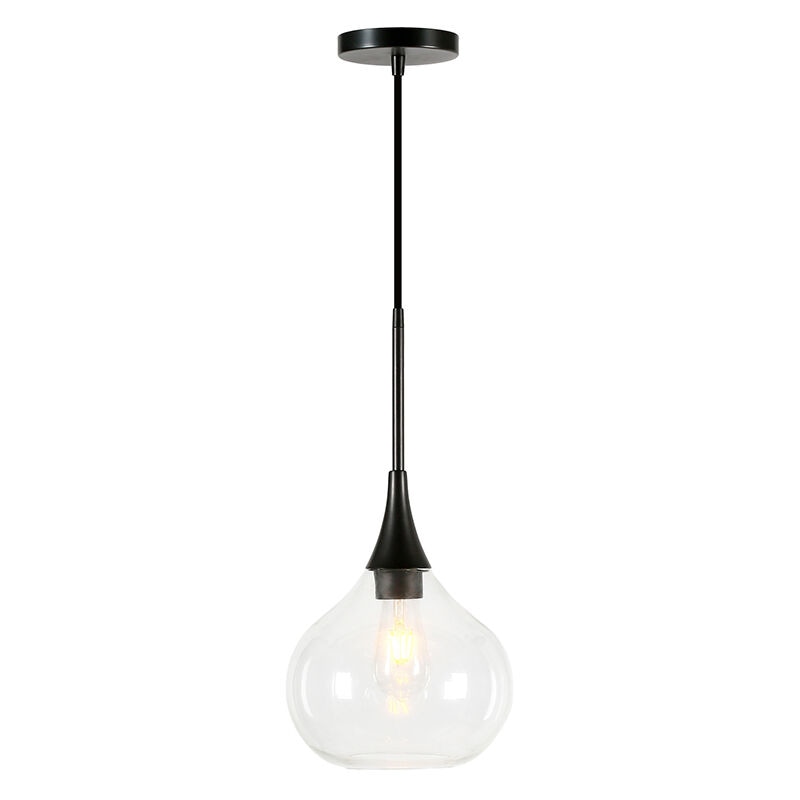 Hudson & Canal Ida 9.5 in. Pendant with Clear Glass - Matte Black, , hires