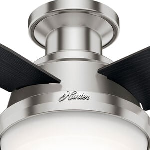 Hunter 44" Dempsey Low Profile Ceiling Fan with LED Light Kit and Handheld Remote - Brushed Nickel, Brushed Nickel, hires