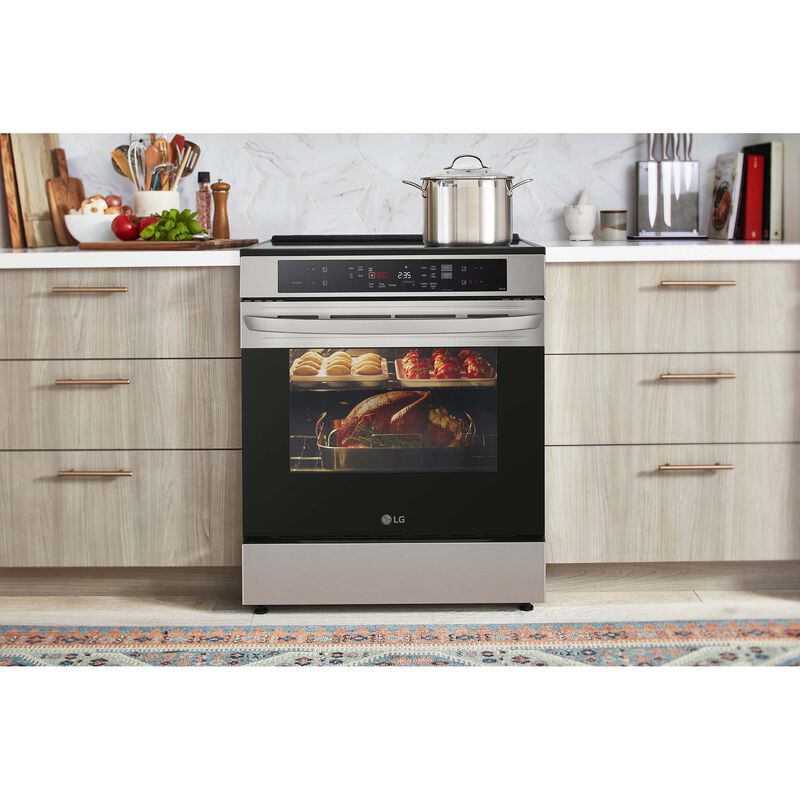 LG 30 in. 6.3 cu. ft. Smart Air Fry Convection Oven Slide-In Electric Range with 4 Induction Zones - PrintProof Stainless Steel, , hires