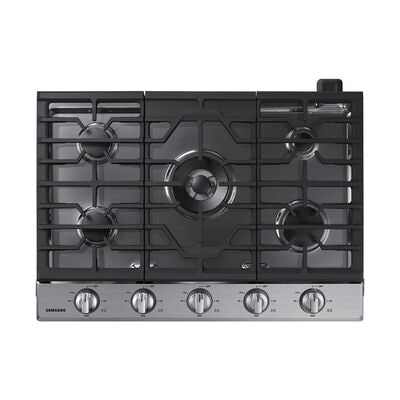 Samsung 30 in. 5-Burner Smart Natural Gas Cooktop with Griddle, Simmer Burner & Power Burner - Stainless Steel | NA30N6555TS