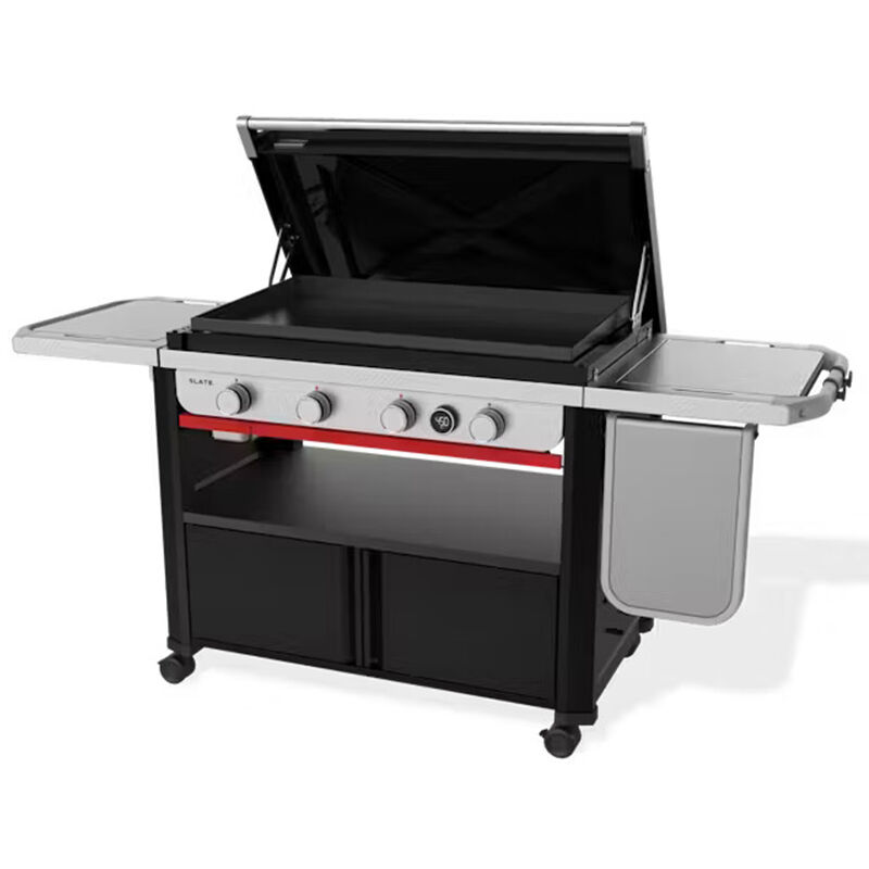 Weber Slate 36 in. 4-Burner Liquid Propane Gas Flat Top Griddle with Side Tables and 756 sq. in. Cooking Surface - Black, , hires