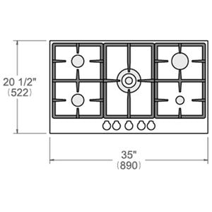 Bertazzoni Professional Series 36 in. 5-Burner Natural Gas Cooktop with Simmer Burner & Power Burner - Stainless Steel, , hires