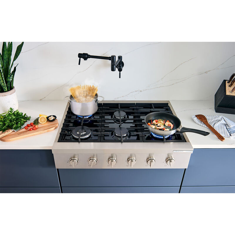 Bosch 800 Series 36 in. 6-Burner Natural Gas Rangetop with Simmer Burner & Power Burner - Stainless Steel, , hires