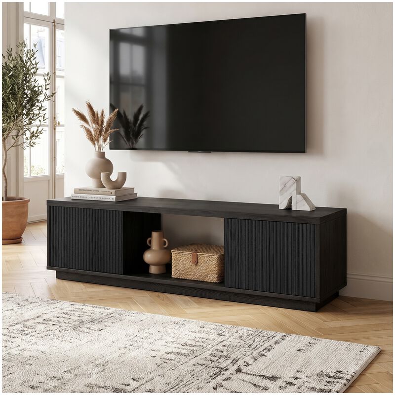 Preston & Cole Finnegan 58" Wide TV Stand for TVs up to 65" - Black Grain, , hires