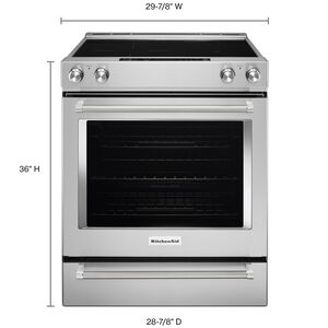 KitchenAid 30 in. 7.1 cu. ft. True European Convection Slide-In Electric Range with Radiant Burners - Stainless Steel, Stainless Steel, hires