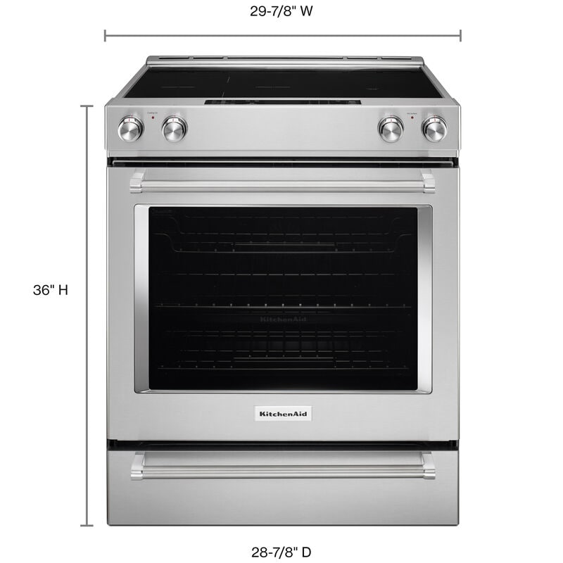 KitchenAid 30 in. 7.1 cu. ft. True European Convection Slide-In Electric Range with Radiant Burners - Stainless Steel, Stainless Steel, hires