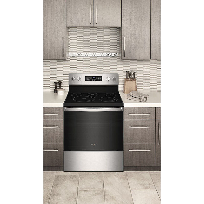 Whirlpool 30 in. 5.3 cu. ft. Air Fry Standard Convection Electric Range with Radiant Burners - Stainless Steel, , hires