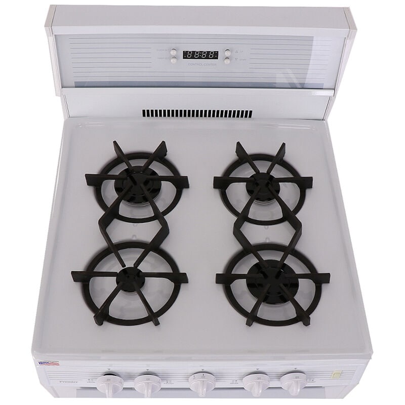 Premier 24 in. 3.0 cu. ft. Oven Freestanding Gas Range with 4 Sealed Burners - White, , hires