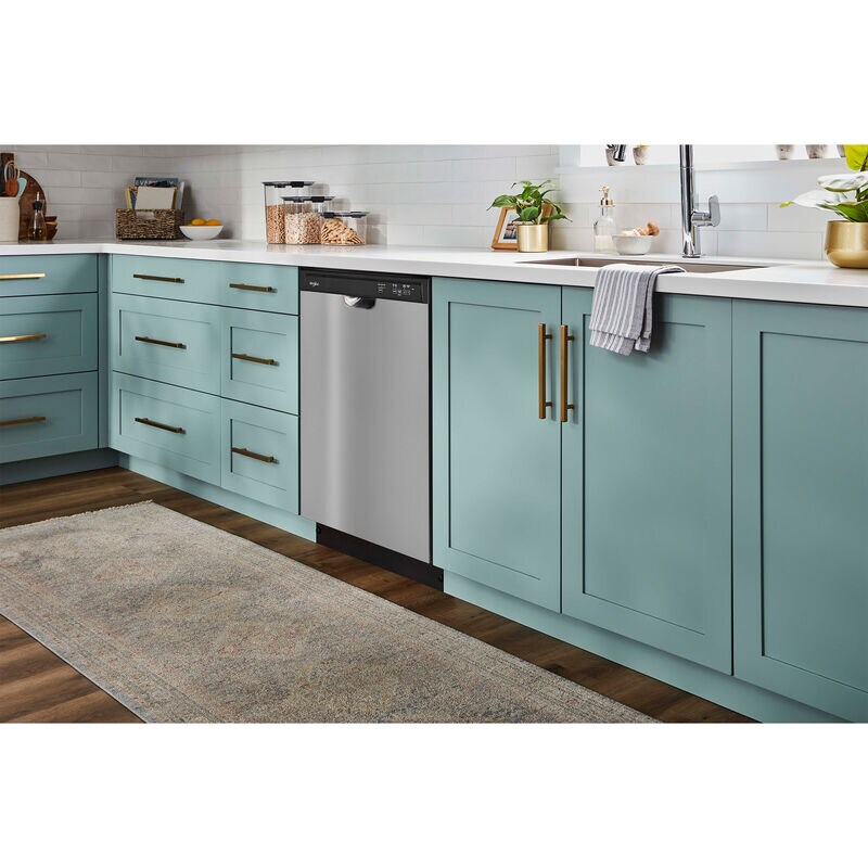 Whirlpool 24 in. Front Control Dishwasher with 59 dBa Sound Level & Pocket - Stainless Steel, Stainless Steel, hires