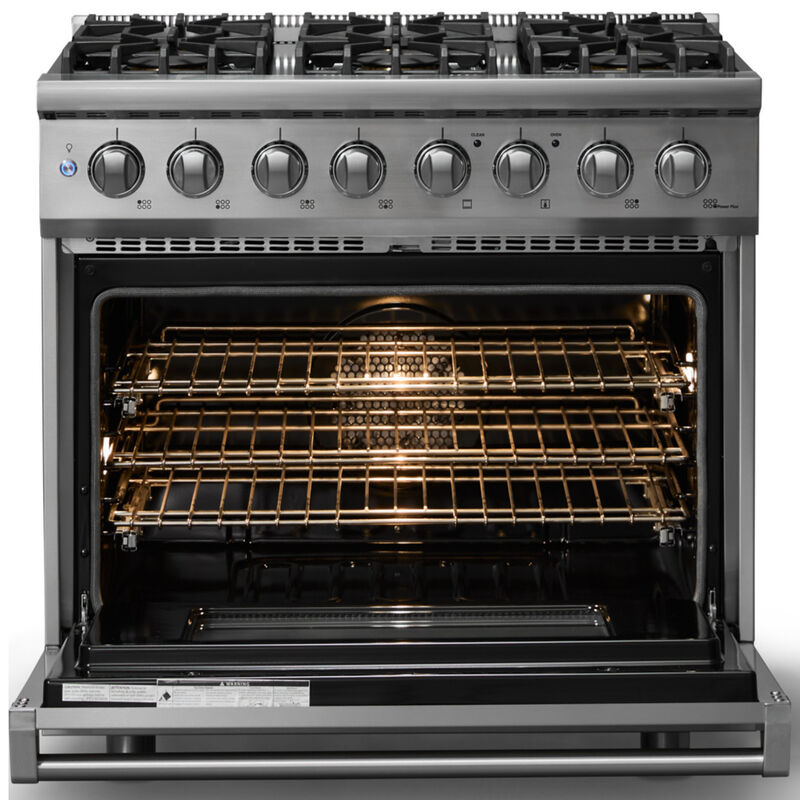 Viking 5 Series 36 in. 5.6 cu. ft. True European Convection Dual Fuel Range with 6 Sealed Burners - Stainless Steel - Liquid Propane Gas, Polished Chrome Trim Option, , hires