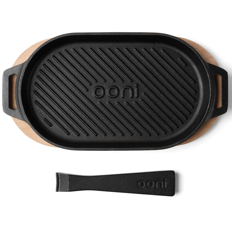 Ooni Cast Iron Grill Oven Plate with Removable Handle and Beech