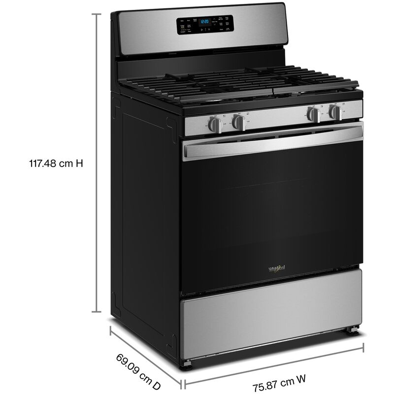 Whirlpool 30 in. 5.1 cu. ft. Gas Range with 4 Sealed Burners - Stainless Steel, , hires