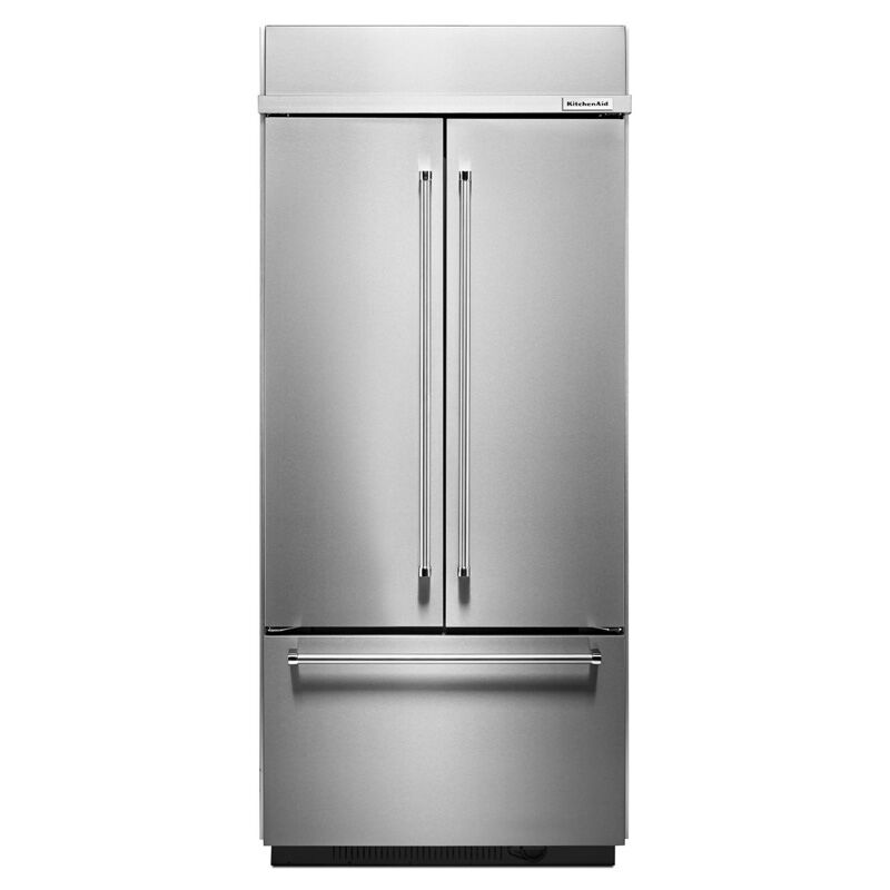 KitchenAid 36 in. 20.8 cu. ft. Built-In Counter Depth French Door Refrigerator with Ice Maker - Stainless Steel, Stainless Steel, hires