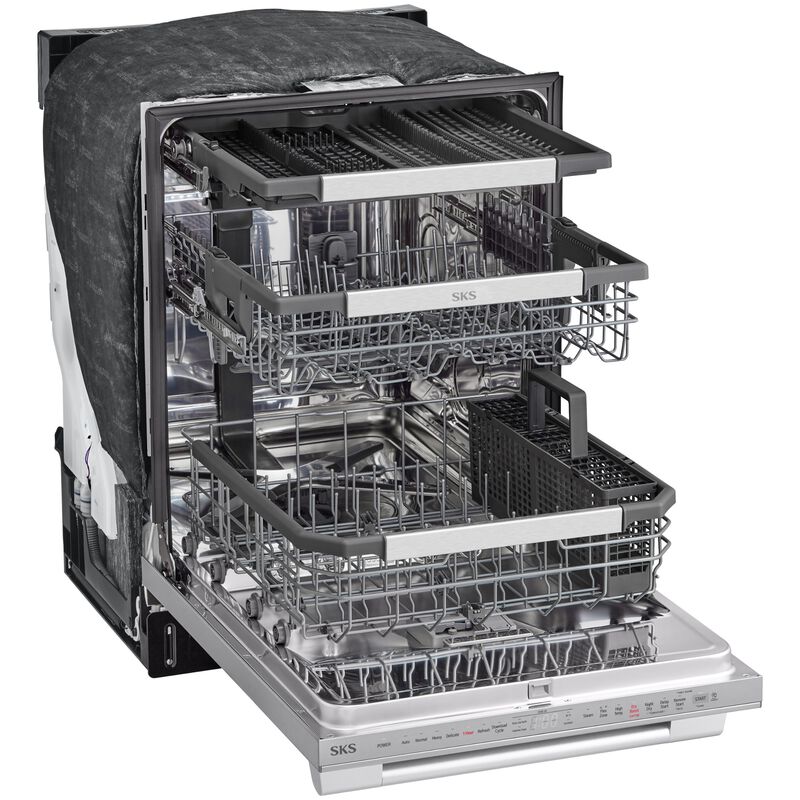 SKS 24 in. Top Control Smart Dishwasher with 40 dBa Sound Level, 3rd-Rack & Dynamic Heat Dry - Stainless Steel, , hires