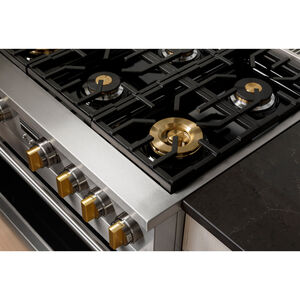 Monogram Statement Series 36 in. 6.2 cu. ft. Smart Standard Convection Gas Range with 4 Sealed Burners & Griddle - Stainless Steel, , hires