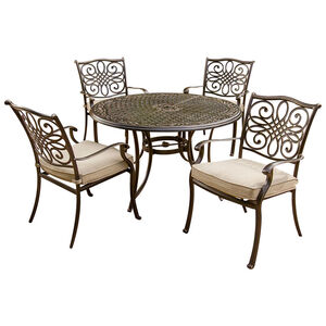 Hanover Traditions 5-Piece 48" Round Cast Top Dining Set - Tan, , hires