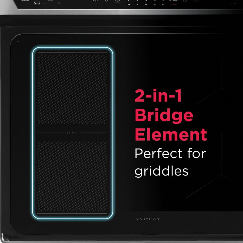 Frigidaire Gallery 30 in. 5.3 cu. ft. Air-Fry True European Convection Steam Electric Range with 4 Induction Burners - Stainless Steel, , hires