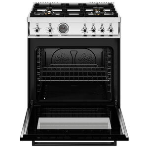 Bertazzoni Professional Series 30 in. 4.7 cu. ft. Dual Convection Gas Range with 4 Sealed Burners - Black, Black, hires