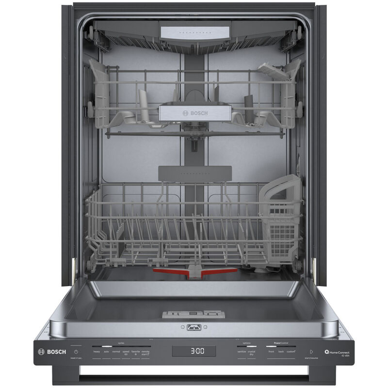 Bosch 800 Series 24 in. Top Control Smart Dishwasher with 42 dBa Sound Level, 3rd-Rack & CrystalDry - Black Stainless, Black Stainless, hires