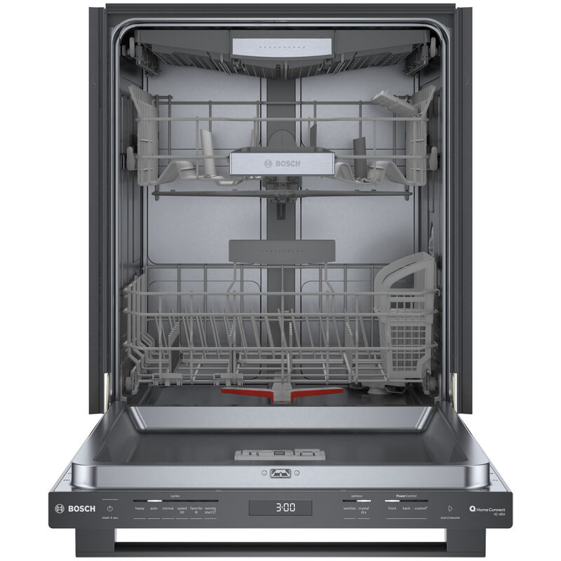 Bosch 800 Series 24 in. Smart Built-In Dishwasher with Top Control, 42 dBA Sound Level, 16 Place Settings, 8 Wash Cycles & Sanitize Cycle - Black Stainless, Black Stainless, hires